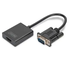 Digitus DA-70473 černá / Převodník VGA/audio na HDMI / Full HD 1080p/60Hz / 3,5mm audio / 15 cm
