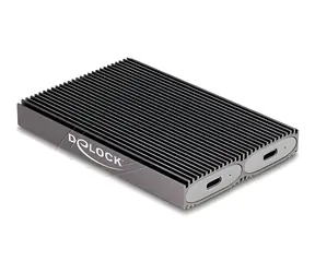 DeLock 42028 šedá / Dvojité pouzdro pro M.2 SSD / USB-C 3.2 Gen 2 / NVMe + SATA / 10 Gb/s