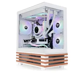 Thermaltake View 170 WS ARGB bílá, dřevo / mATX / 2x USB-A 3.2 / 3x 120mm ARGB / bez zdroje / průhledná bočnice