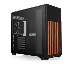Thermaltake TR300 WS černá, dřevo / Skříň / ATX / USB-C 3.2 / 2x USB-A 3.2 / bez zdroje / průhledná bočnice