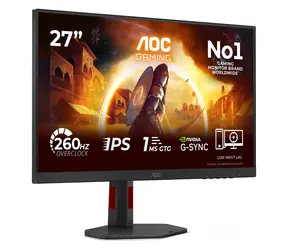27" AOC 27G4ZR černá / Monitor / Fast IPS / 1920x1080 / 260Hz / 0,3ms MPRT / HDR10 / 2× HDMI + DP / Pivot