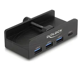 DeLock USB Hub 5 Gbps černá / USB hub / 3x USB-A + 1x USB-C / pojistný šroub