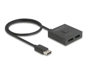 Delock DisplayPort Switch 2:1 černá / Přepínač / Obousměrný / 8K / 50 cm