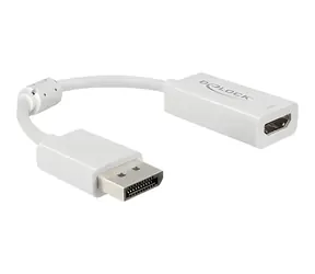 DeLock 63936 bílá / Adaptér / DisplayPort 1.4 samec - HDMI-A samice / 4K 60Hz / HDR / 10 cm