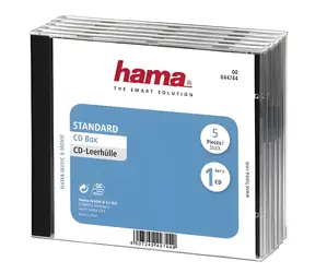 Hama CD Standard Box průhledná-černá / Obal na CD / 1 disk / balení 5 ks