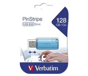 Verbatim Store 'n' Go PinStripe 128GB modrá / Flash disk / USB 2.0 / čtení 12 MB/s / zápis 5 MB/s