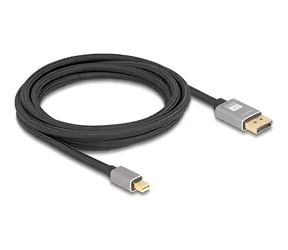 Delock 81093 3m černá/šedá / Kabel Mini DisplayPort na DisplayPort / 8K / 60 Hz / DP 1.4 / HDR