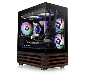Thermaltake View 170 WS ARGB černá, dřevo / mATX / 2x USB-A 3.2 / 3x 120mm ARGB / bez zdroje / průhledná bočnice
