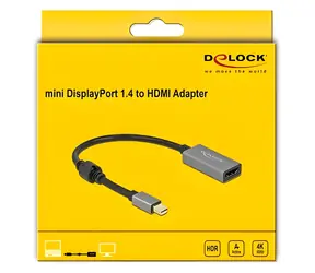 DeLock 66570 / Adaptér / mini DisplayPort 1.4 (M) - HDMI (F) / aktivní / 4K / 60 Hz