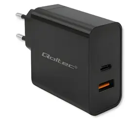 Qoltec 52381 Super Quick PD černá / Nabíječka / 90W / 5-20V / USB-C PD 3.0 / USB-A