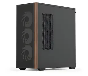 Aerocool D501A-G-BK-V2 černá, dřevo / Skříň / Midi Tower / ATX / Mesh / 2x USB-A 3.2 / 1x USB-C / RGB / bez zdroje