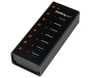 StarTech USB 3.0 HUB 7 portů černá / USB hub / aktivní napájení / hliník