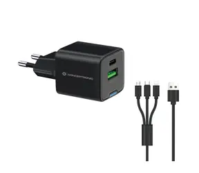 Conceptronic ALTHEA16B černá / USB nabíjecí adaptér / 1x USB-A / 1x USB-C / 33 W GaN / PD