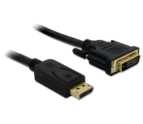 Delock DisplayPort - DVI 24+1 černá / Kabel / 1 m / pozlacené konektory / pasivní / DisplayPort 1.1