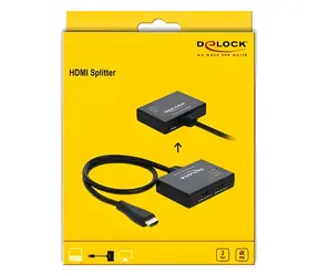 DeLock HDMI Splitter 1 x HDMI > 2 x HDMI výstup / Rozbočovač / 4K 60 Hz / HDR / HDCP 2.2
