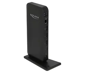 DeLock 87746 černá / Dokovací stanice / USB-C host / 2x DP + HDMI / 3x USB-A + 2x USB-C / LAN / PD 85W