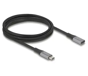 DeLock USB4 Gen 3x2 prodlužovací kabel 2m černá-šedá / USB-C (M) - USB-C (F) / 40 Gbps / USB PD 240 W