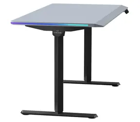 ULTRADESK Quest černá-šedá / Herní stůl / 140 x 70 x 72 - 120 cm / nastavitelná výška / LED RGB PRISMATIC