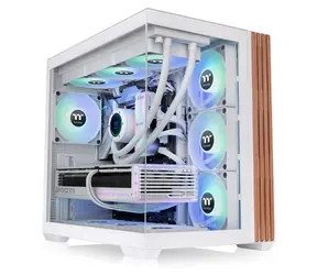 Thermaltake View 380 WS ARGB bílá/dřevo / ATX / 2x USB-A 3.0 / 1x USB-C 3.2 / 4x 120mm RGB / bez zdroje