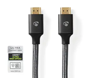 Nedis Fabritallic Gun Metal / Kabel HDMI / 8K 60 Hz / 48 Gbps / 1 m / pozlacené konektory