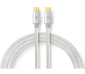 Nedis USB-C - USB-C / Kabel / USB 3.2 Gen 1 / 60 W / 4K 60Hz / 1 m / Opletený