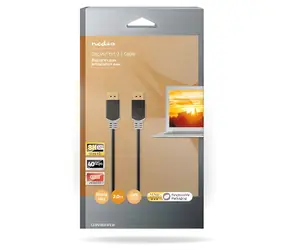 Nedis DisplayPort antracit / Kabel DisplayPort / 8K 60Hz / Pozlacené konektory / 2 m / Kulatý