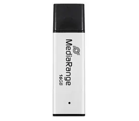 MediaRange MR1899 stříbrná/černá / USB-Stick / 16 GB / USB-A 3.2 Gen 1 / Čtení 130 MB/s / Zápis 60 MB/s