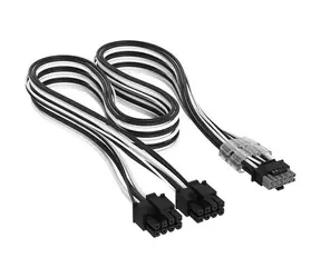 Corsair Premium Sleeved 12V-2x6 kabel černo-bílá / 2x PCIe 8-pin / pro modulární zdroje Type 4
