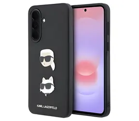 Karl Lagerfeld Liquid Silicone Metal Karl and Choupette černá / Zadní kryt / Samsung Galaxy A37