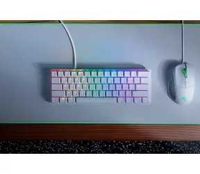 Razer Huntsman Mini - Mercury Ed. bílá / Herní klávesnice / mechanická / drátová / spínače Razer Optical / ISO DE