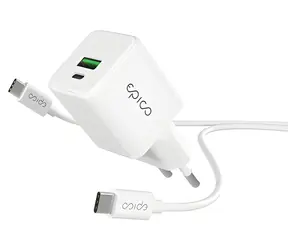 Epico UltraBoost EA20 GaN / 20W / síťový adaptér + kabel 1,2 m / bílá / 1x USB-C na USB-C