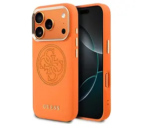 Guess PU Perforated 4G Logo Oranžová / Zadní kryt / MagSafe / iPhone 17 Pro