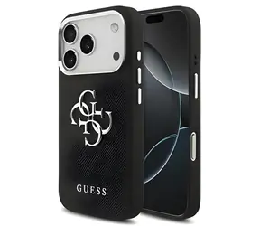 Guess PU Grained 4G Metal Logo černá pro iPhone 17 Pro / Zadní kryt
