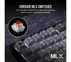 Corsair Gaming K65 Plus Wireless černá, šedá / Mechanická herní klávesnice / 75% / RGB / MLX Red