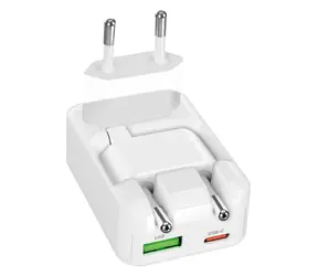 SBS Flexi bílá / Síťový adaptér / GaN / USB-A/USB-C / PD / 30W