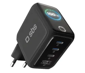 SBS Smart GaN černá / Cestovní nabíjecí adaptér / 100W / PD / 3x USB-C / USB-A