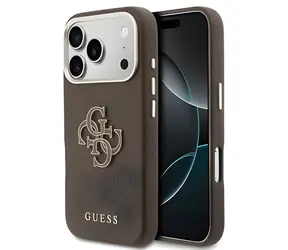 Guess PU Grained 4G Resin Metal Logo hnědá / Zadní kryt / pro iPhone 17 Pro Max
