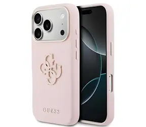Guess PU Grained 4G Resin Metal Logo růžová / Zadní kryt / iPhone 17 Pro Max