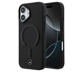 Mercedes PU Leather 3D pro iPhone 17 černá / Zadní kryt / PU kůže / MagSafe