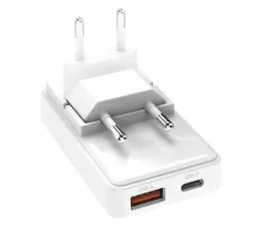 SBS Flexi bílá / Síťový adaptér / GaN / USB-A/USB-C / 65 W / PD