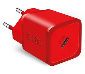 SBS NanoTube červená / Cestovní adaptér / USB-C / GaN / 20 W / PD