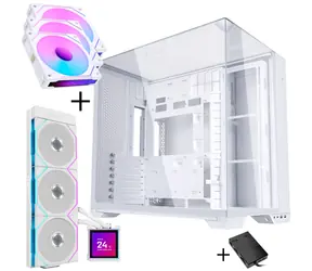 Lian Li O11 Vision Compact Bundle bílá / PC skříň + 3× ventilátor 120mm + AiO vodní chlazení 360mm / UNI FAN SL-INF ARGB