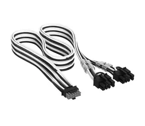 Corsair Premium Sleeved Universal černo-bílá / Napájecí adaptér / 12V-2x6 na 2x PCIe 6+2pin