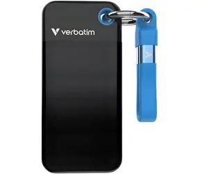Verbatim Pocket SSD 256 GB černo-modrá / Externí SSD / USB-C / R: 10 000 MB/s / W: 10 000 MB/s