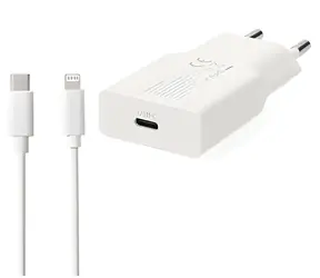 Nedis GaN 20W bílá / Síťová nabíječka / USB-C / PD3.0 / + kabel USB-C - Lightning 1 m