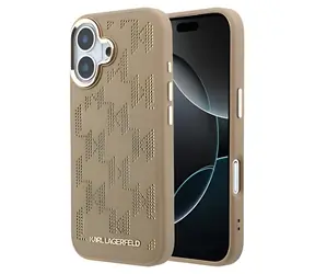 Karl Lagerfeld PU Perforated Monogram béžová / Zadní kryt / iPhone 17 / MagSafe