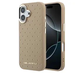 Karl Lagerfeld PU Perforated Gold Dots béžová / Zadní kryt / iPhone 17 / MagSafe