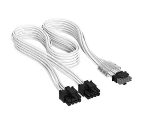 Corsair Premium Sleeved Type 4 bílá / Napájecí kabel / 2x 8-pin PCIe - 12V-2x6 / pro modulární zdroje / Sleeved