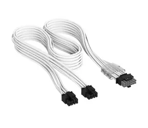 Corsair Premium Sleeved bílá / Napájecí kabel / 2x 8-Pin PCIe / 12V-2x6 (12VHPWR) / PCIe Gen5 / pro zdroje Type-5