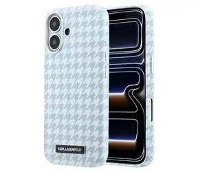 Karl Lagerfeld Houndstooth Resin Plate modrá / Zadní kryt / MagSafe / PU / iPhone 17